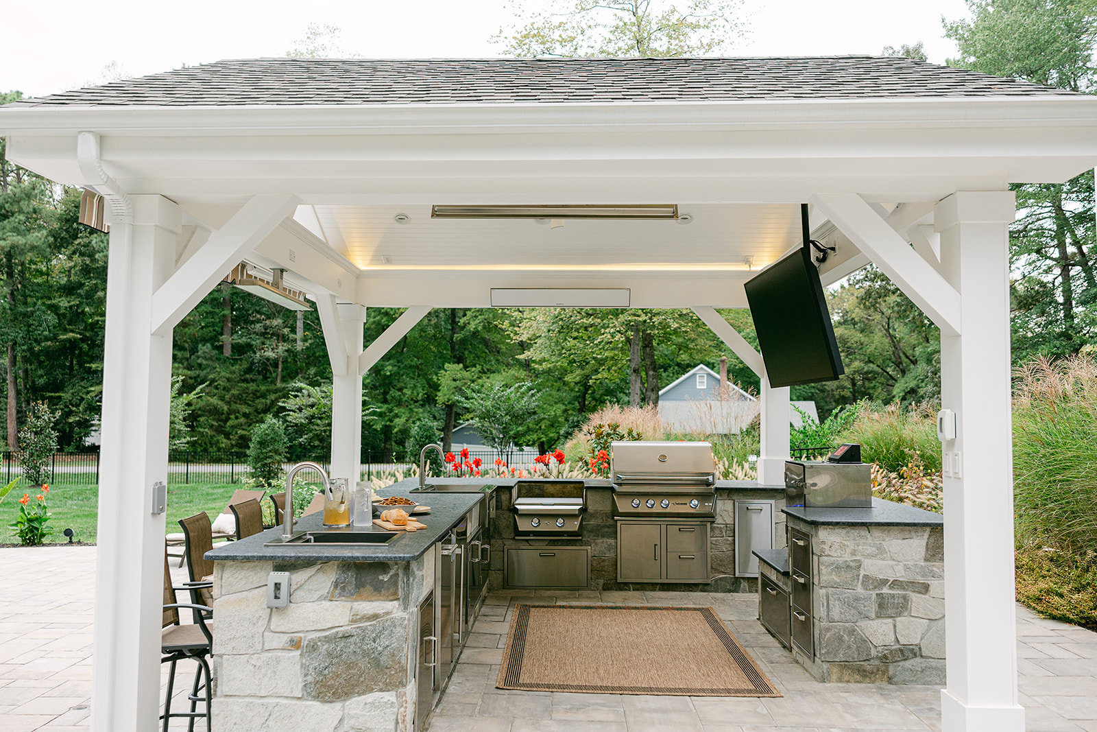 outdoor kitchen under pavilion