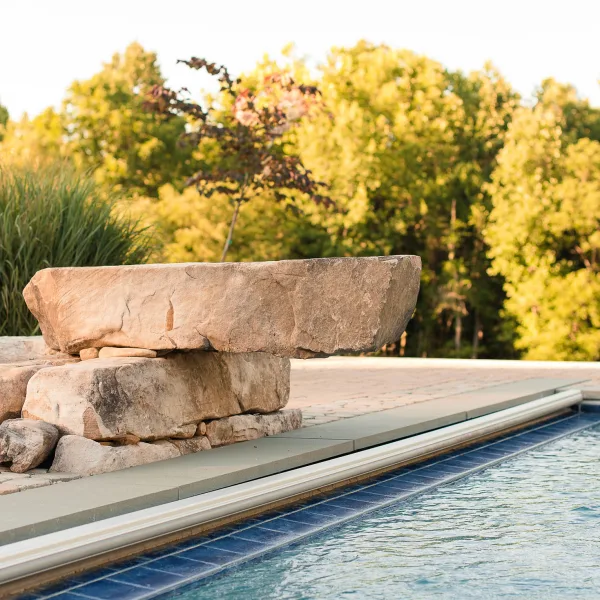 Gunite pool with jumping rock