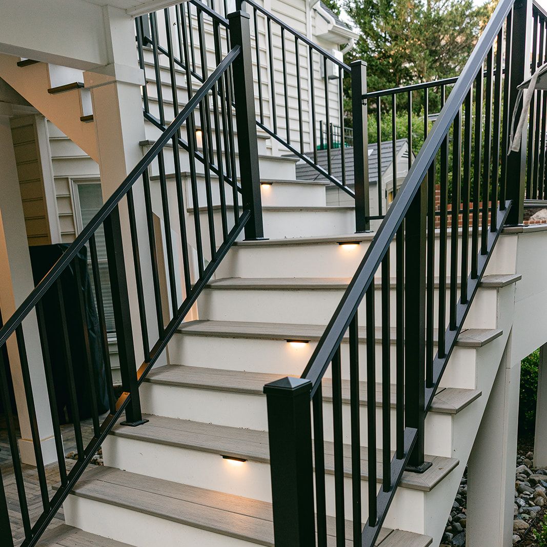 Deck steps with picture framed borders