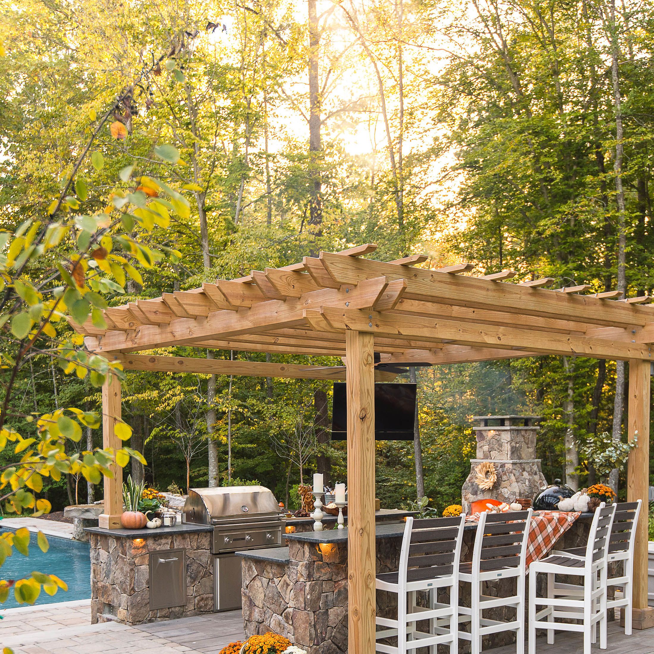 Pergola-Covered Kitchen